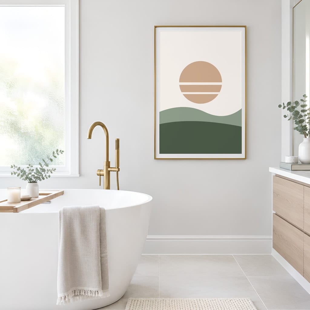 Bathroom Wall Art Mockup — Minimalist Frame PSD Templates (20 Scenes): mockup scene 14 of 20