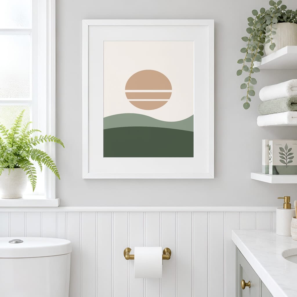 Bathroom Wall Art Mockup — Minimalist Frame PSD Templates (20 Scenes): mockup scene 15 of 20