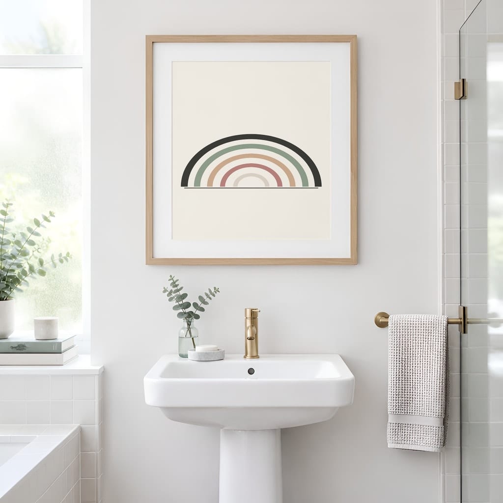 Bathroom Wall Art Mockup — Minimalist Frame PSD Templates (20 Scenes): mockup scene 16 of 20