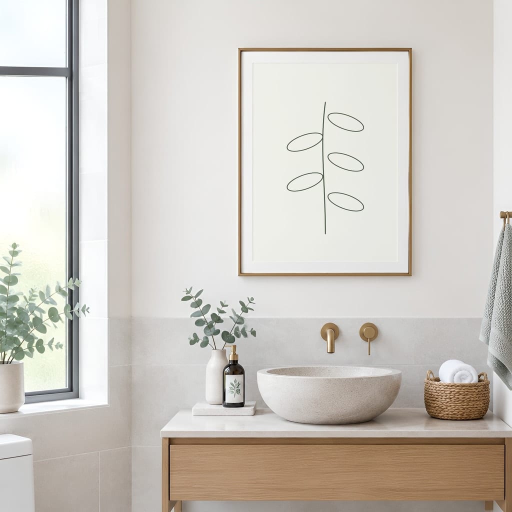 Bathroom Wall Art Mockup — Minimalist Frame PSD Templates (20 Scenes): mockup scene 18 of 20