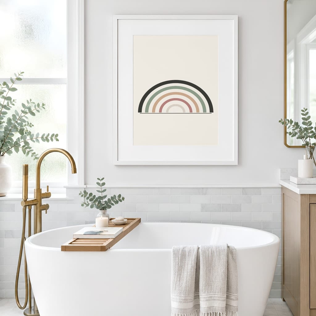 Bathroom Wall Art Mockup — Minimalist Frame PSD Templates (20 Scenes): mockup scene 19 of 20