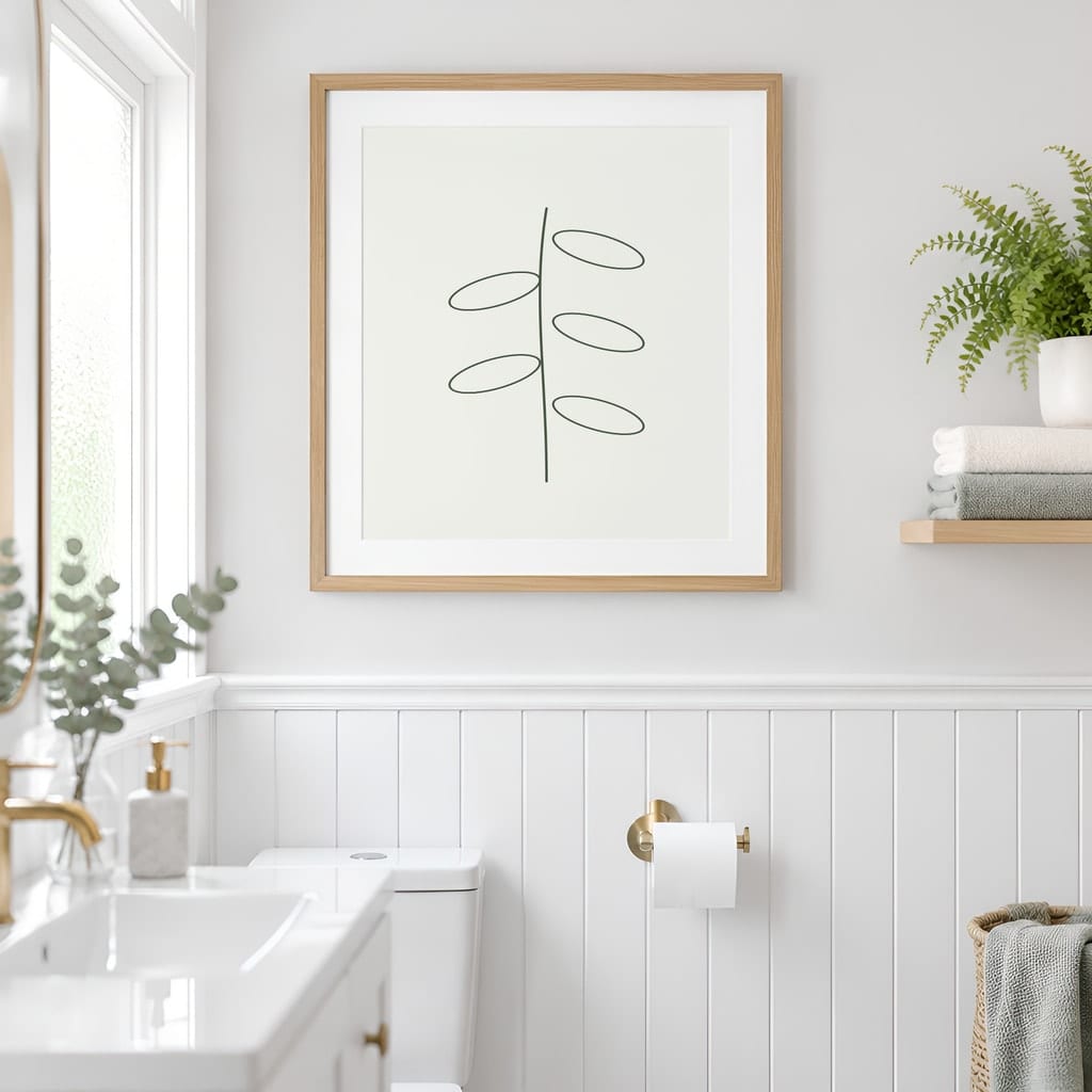 Bathroom Wall Art Mockup — Minimalist Frame PSD Templates (20 Scenes): mockup scene 20 of 20