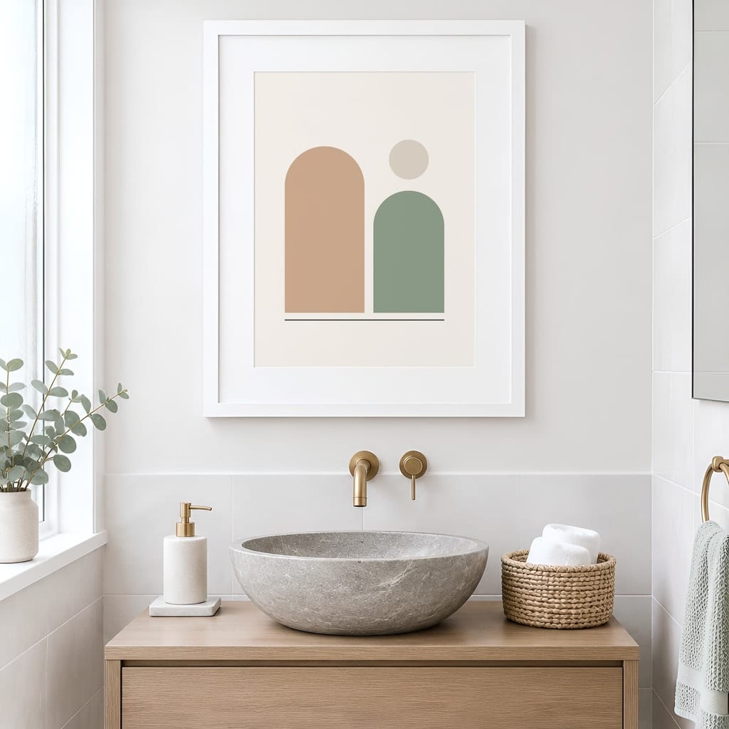 Bathroom Wall Art Mockup — Minimalist Frame PSD Templates (20 Scenes): mockup scene 3 of 20