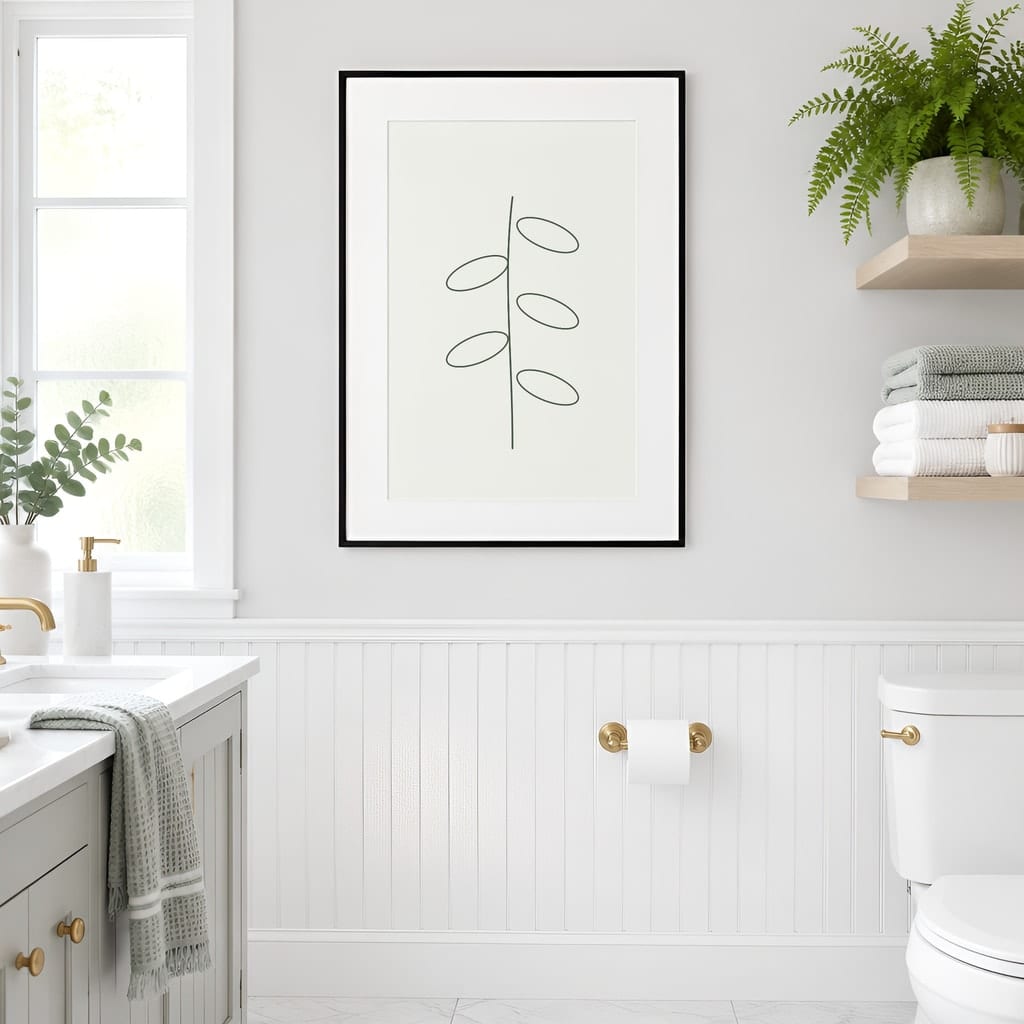 Bathroom Wall Art Mockup — Minimalist Frame PSD Templates (20 Scenes): mockup scene 5 of 20