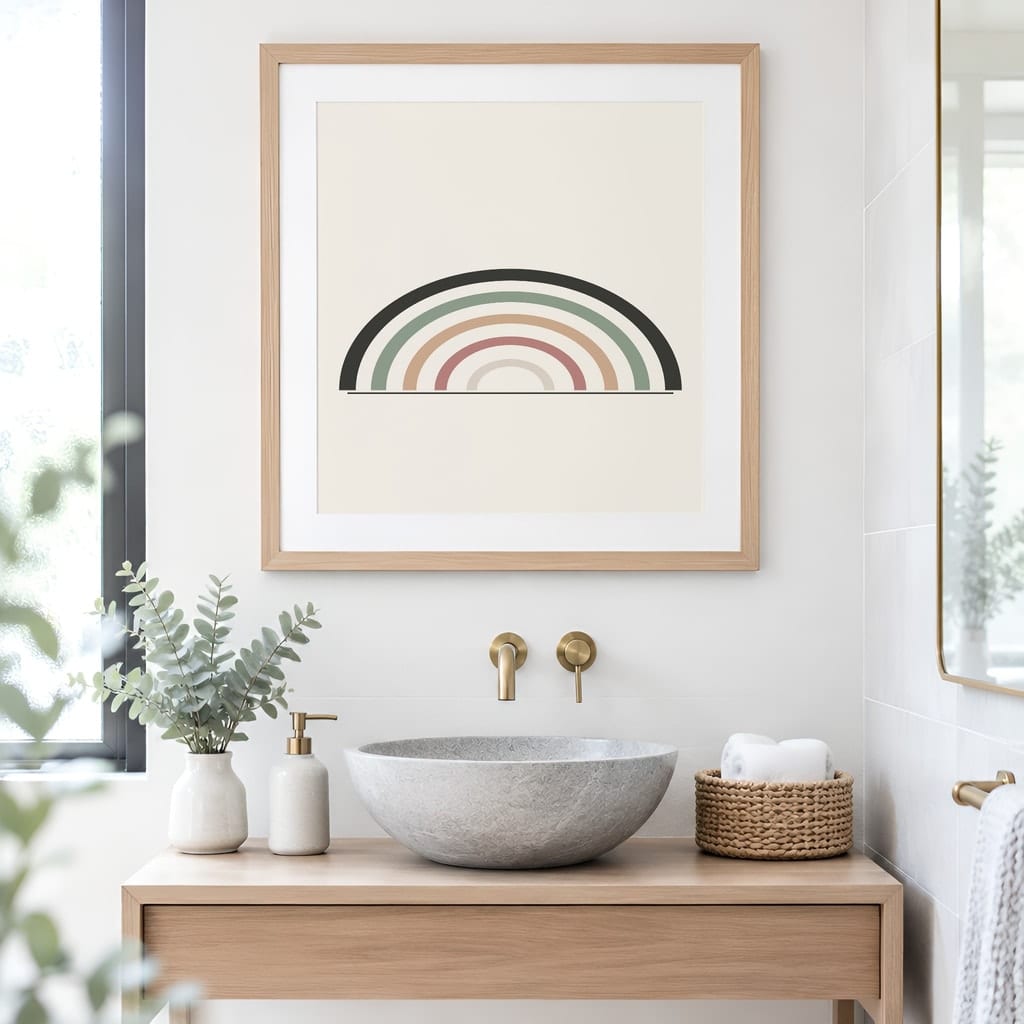 Bathroom Wall Art Mockup — Minimalist Frame PSD Templates (20 Scenes): mockup scene 8 of 20
