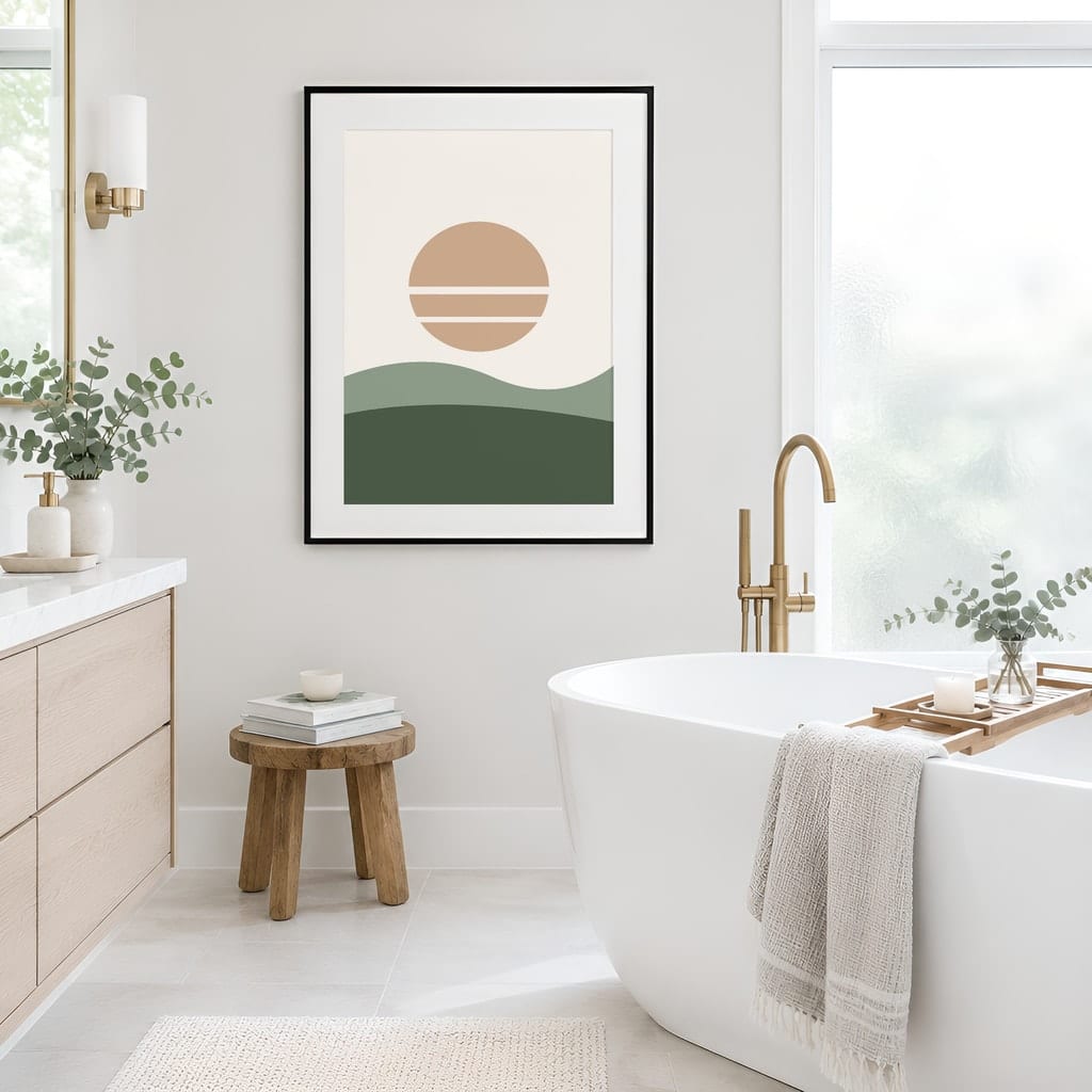 Bathroom Wall Art Mockup — Minimalist Frame PSD Templates (20 Scenes): mockup scene 9 of 20