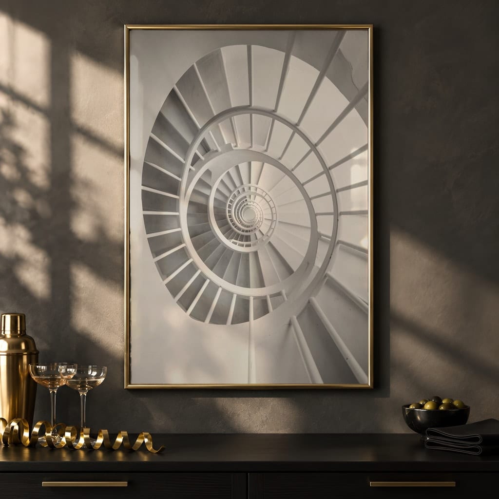 New Year Frame Mockup Bundle — 40 Vertical Champagne and Black Wall Art PSD Mockups: mockup scene 11 of 40