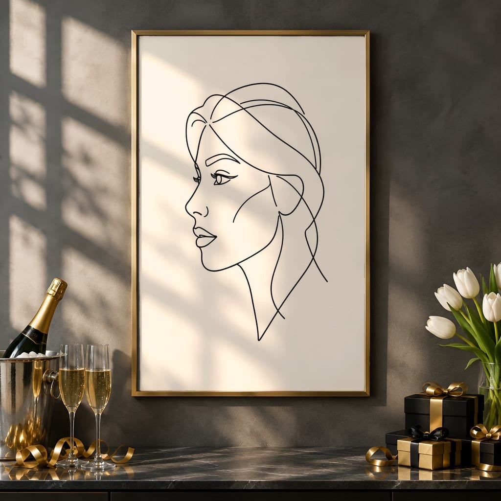 New Year Frame Mockup Bundle — 40 Vertical Champagne and Black Wall Art PSD Mockups: mockup scene 14 of 40