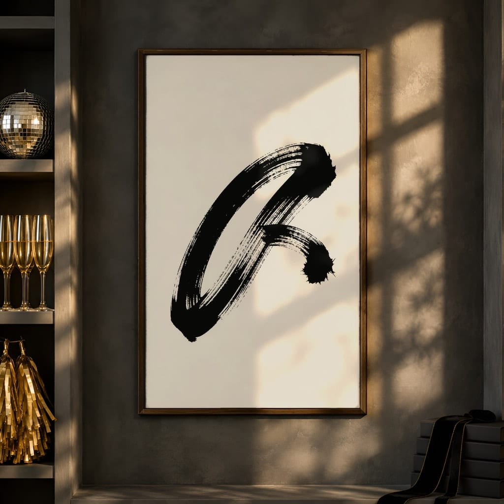 New Year Frame Mockup Bundle — 40 Vertical Champagne and Black Wall Art PSD Mockups: mockup scene 18 of 40
