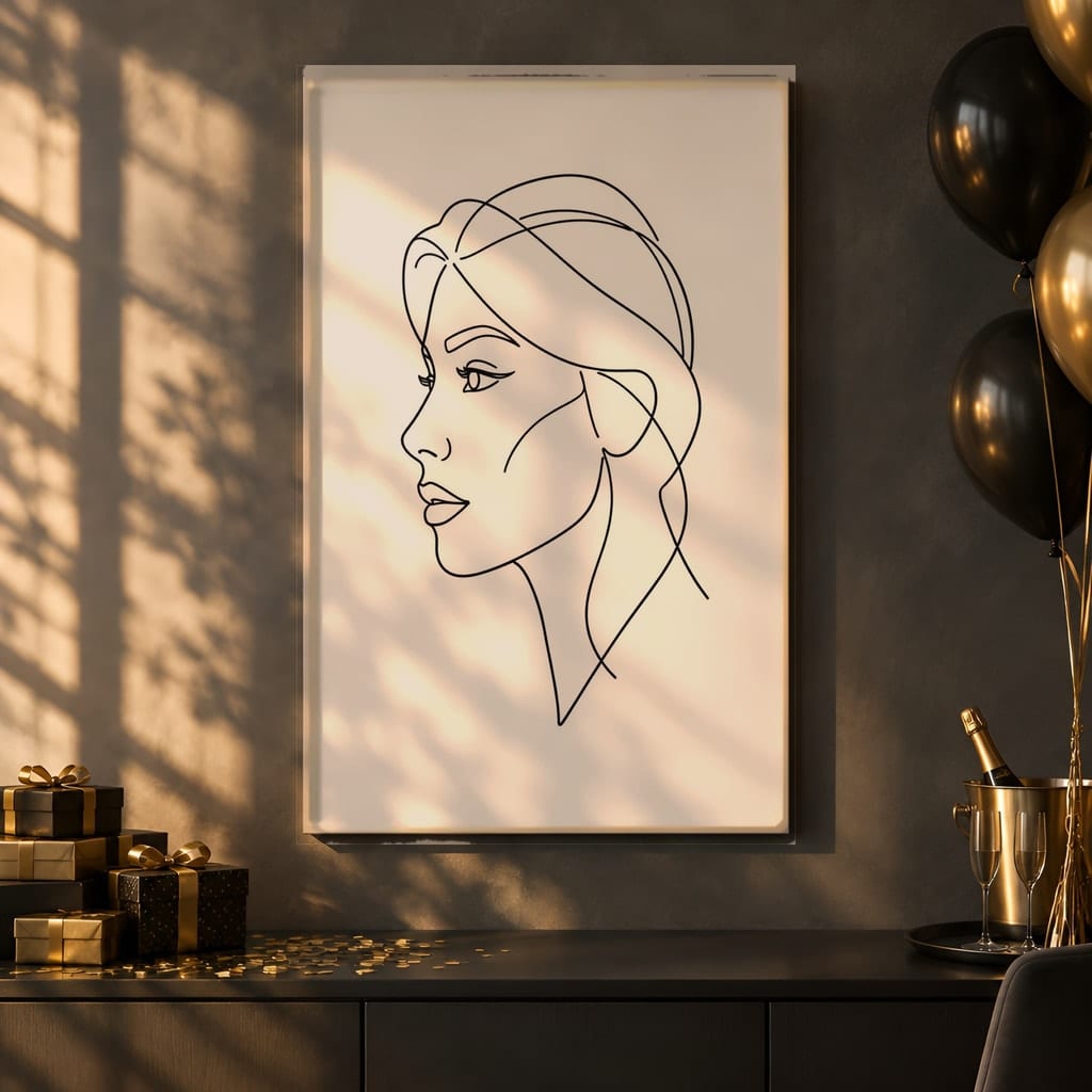 New Year Frame Mockup Bundle — 40 Vertical Champagne and Black Wall Art PSD Mockups: mockup scene 21 of 40