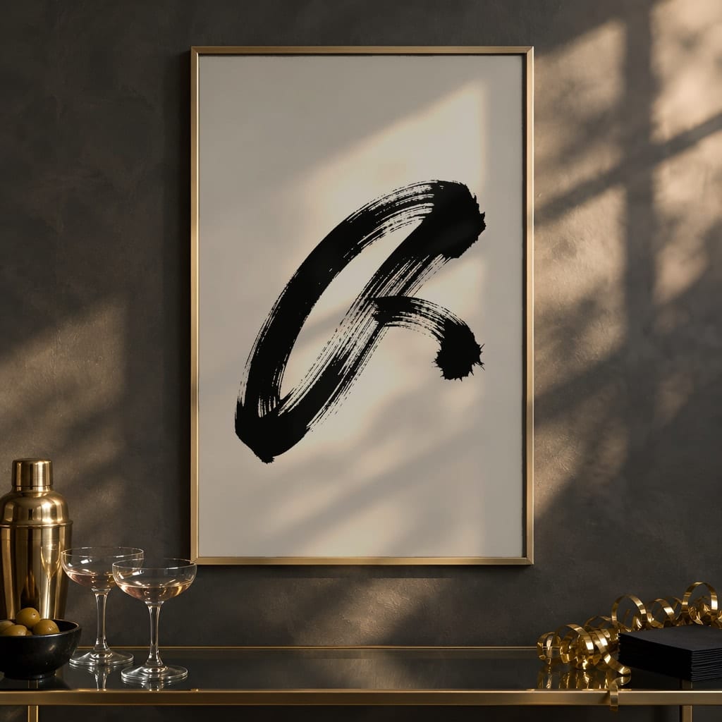 New Year Frame Mockup Bundle — 40 Vertical Champagne and Black Wall Art PSD Mockups: mockup scene 24 of 40