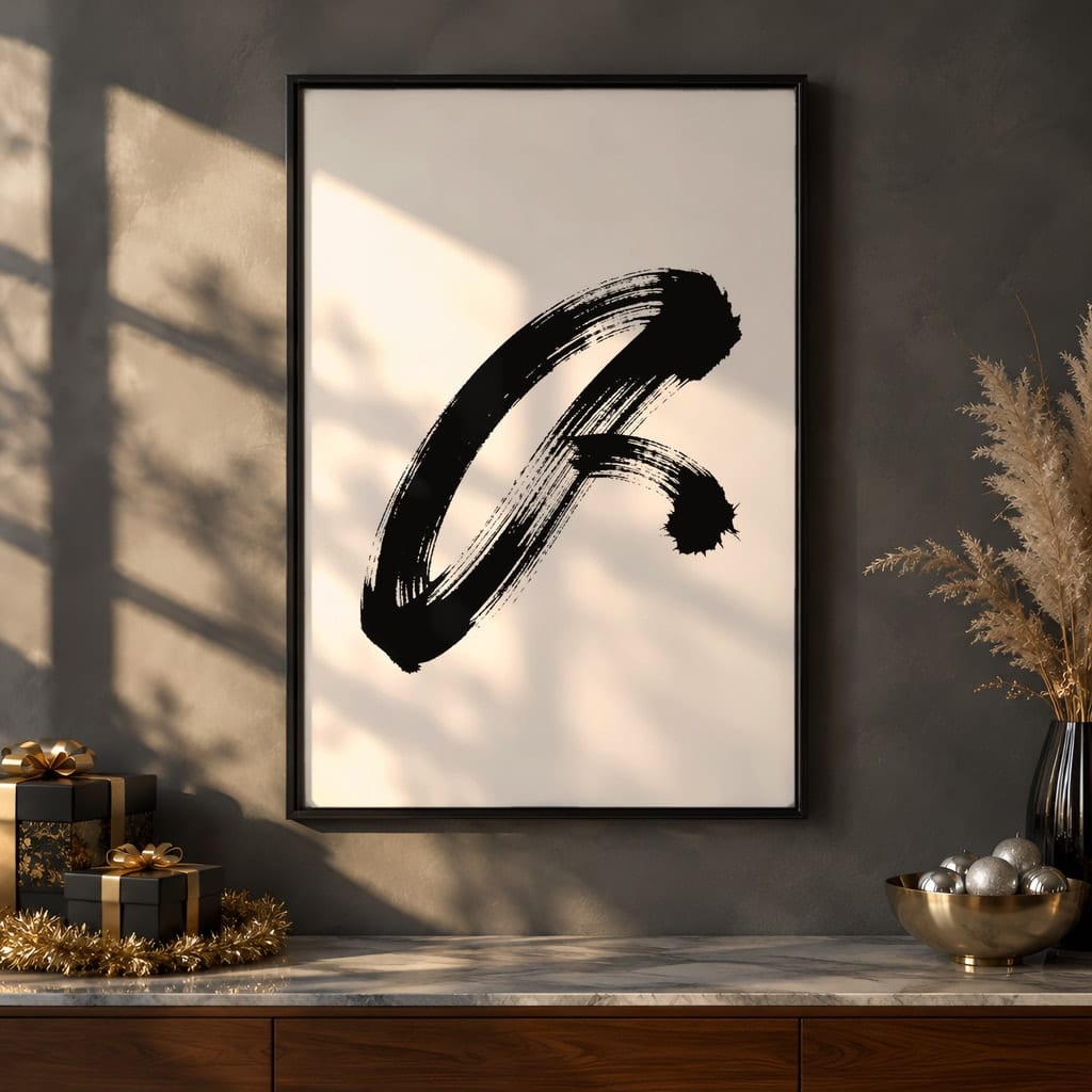 New Year Frame Mockup Bundle — 40 Vertical Champagne and Black Wall Art PSD Mockups: mockup scene 25 of 40