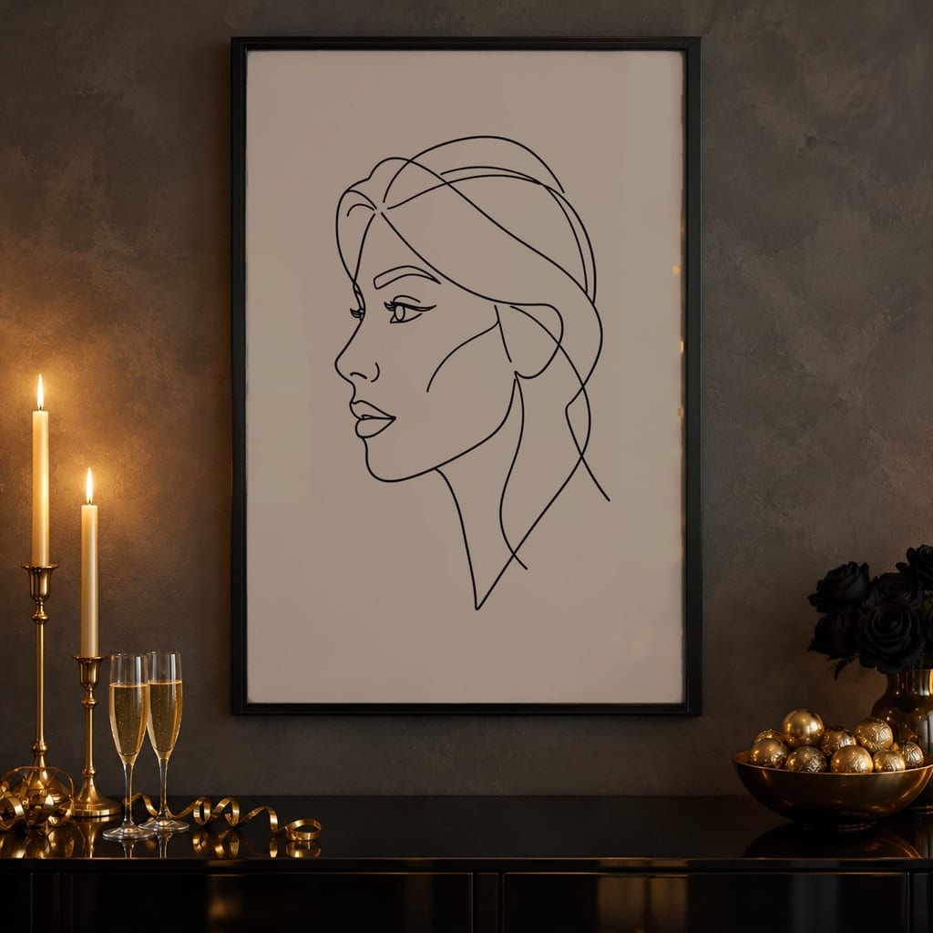 New Year Frame Mockup Bundle — 40 Vertical Champagne and Black Wall Art PSD Mockups: mockup scene 27 of 40