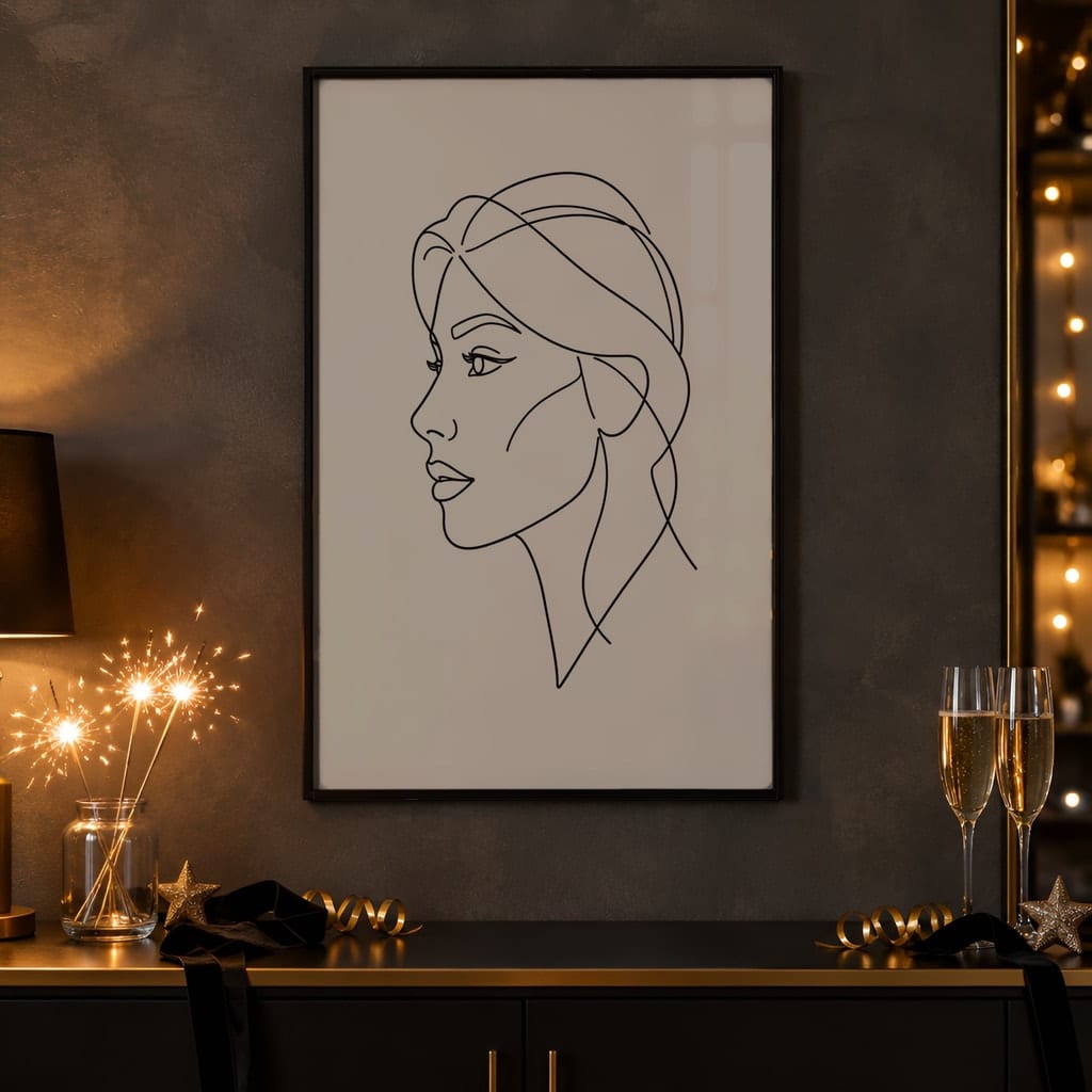 New Year Frame Mockup Bundle — 40 Vertical Champagne and Black Wall Art PSD Mockups: mockup scene 37 of 40