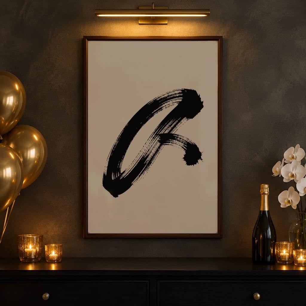New Year Frame Mockup Bundle — 40 Vertical Champagne and Black Wall Art PSD Mockups: mockup scene 38 of 40
