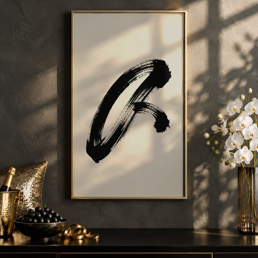 New Year Frame Mockup Bundle — 40 Vertical Champagne and Black Wall Art PSD Mockups: mockup scene 4 of 40