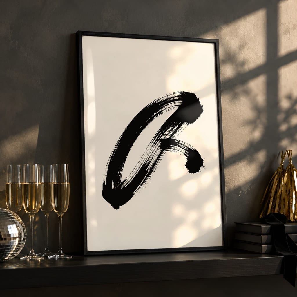 New Year Frame Mockup Bundle — 40 Vertical Champagne and Black Wall Art PSD Mockups: mockup scene 5 of 40
