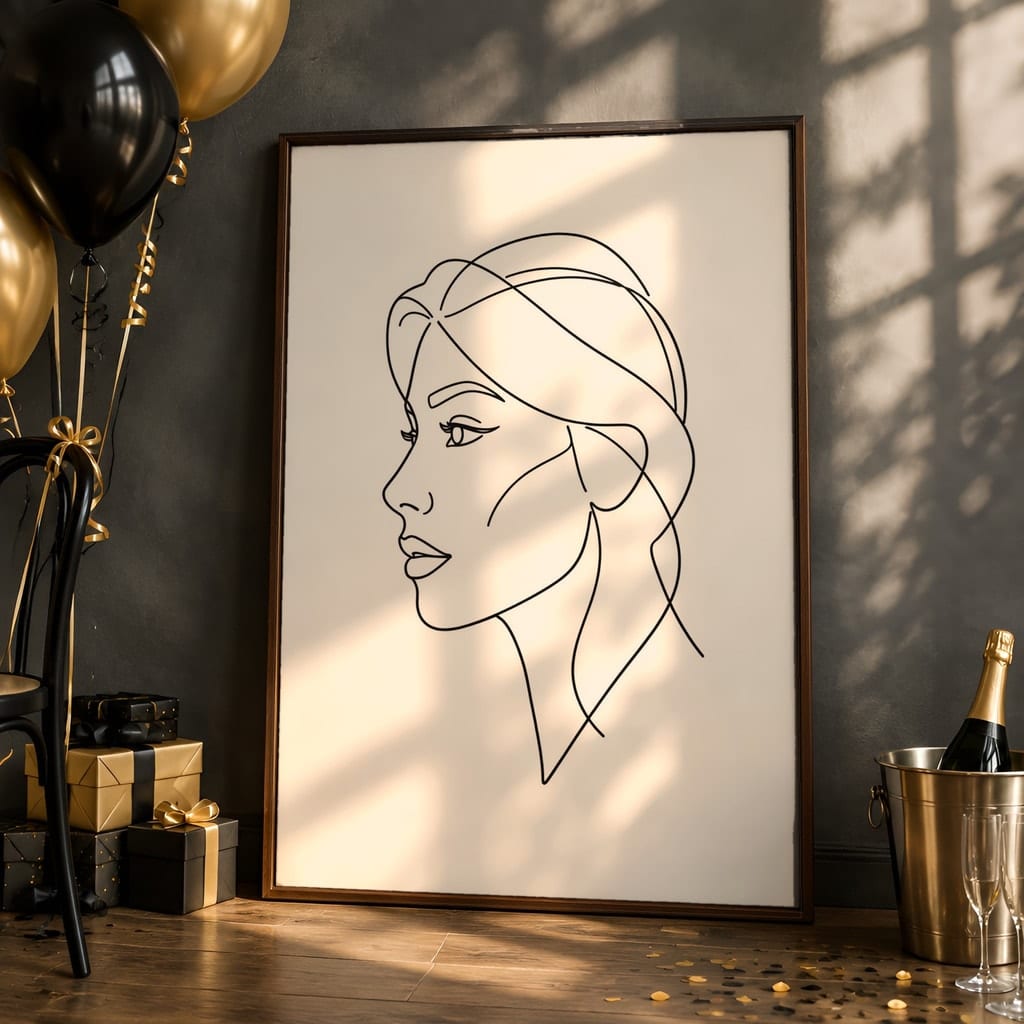 New Year Frame Mockup Bundle — 40 Vertical Champagne and Black Wall Art PSD Mockups: mockup scene 8 of 40
