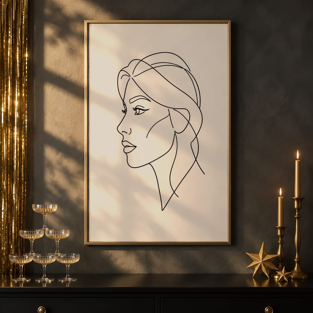 New Year Frame Mockup Bundle — 40 Vertical Champagne and Black Wall Art PSD Mockups: mockup scene 9 of 40