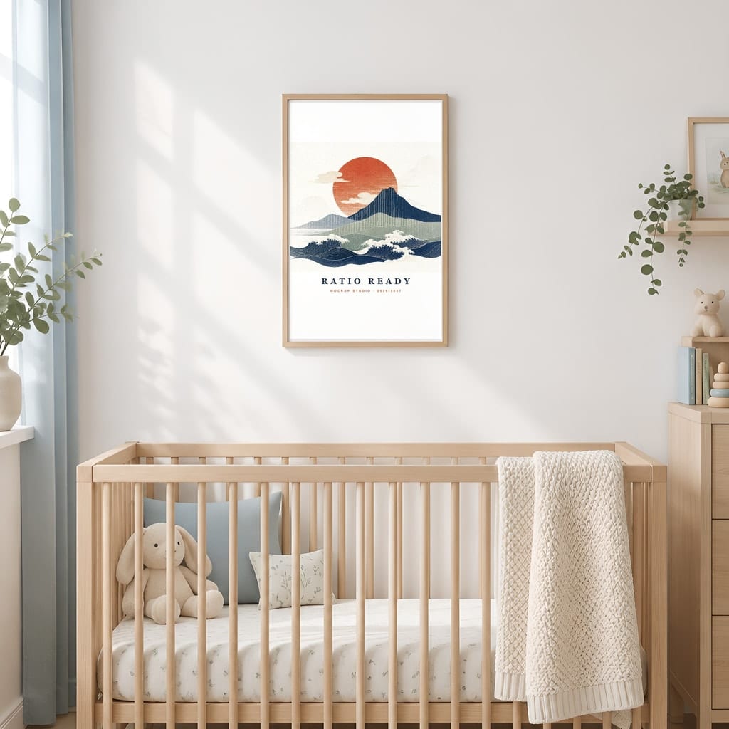 Baby Boy Nursery Frame Mockup — Wall Art PSD Templates (20 Scenes) — first mockup scene from the pack