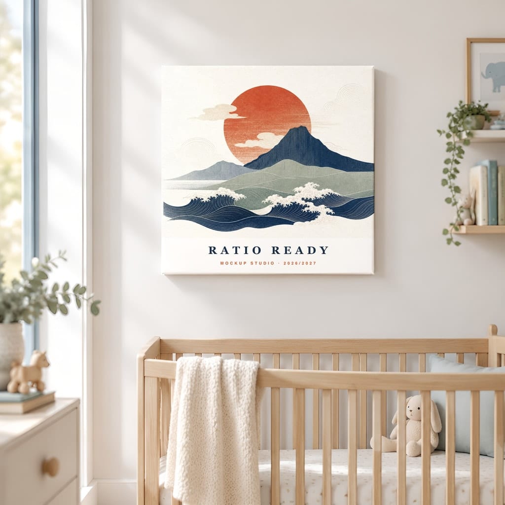 Baby Boy Nursery Frame Mockup — Wall Art PSD Templates (20 Scenes): mockup scene 16 of 20