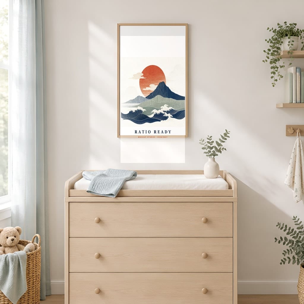 Baby Boy Nursery Frame Mockup — Wall Art PSD Templates (20 Scenes): mockup scene 17 of 20