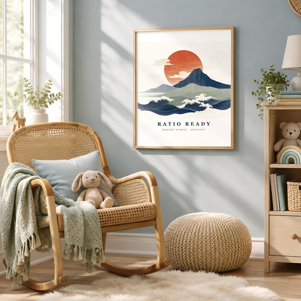 Baby Boy Nursery Frame Mockup — Wall Art PSD Templates (20 Scenes): mockup scene 19 of 20