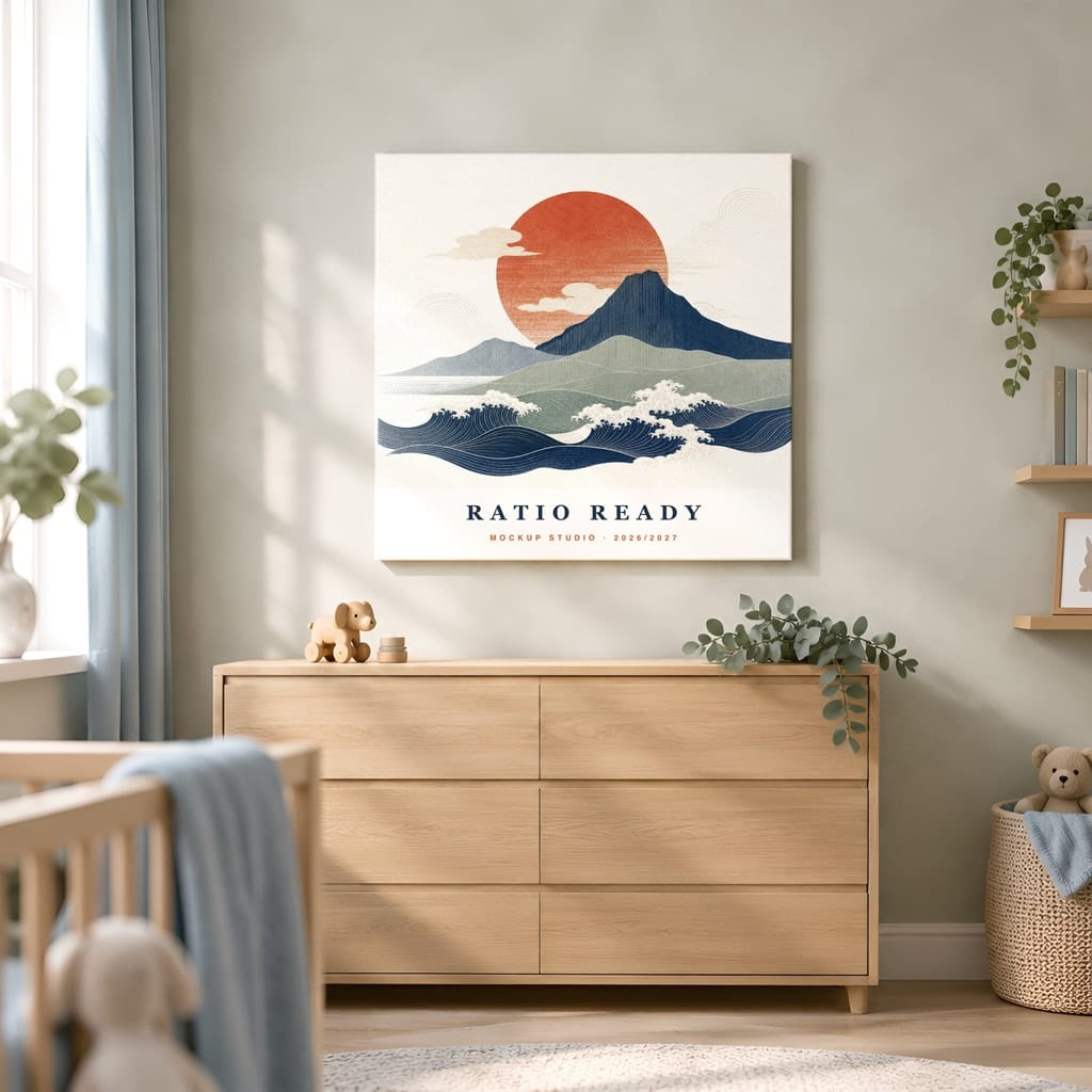 Baby Boy Nursery Frame Mockup — Wall Art PSD Templates (20 Scenes): mockup scene 20 of 20