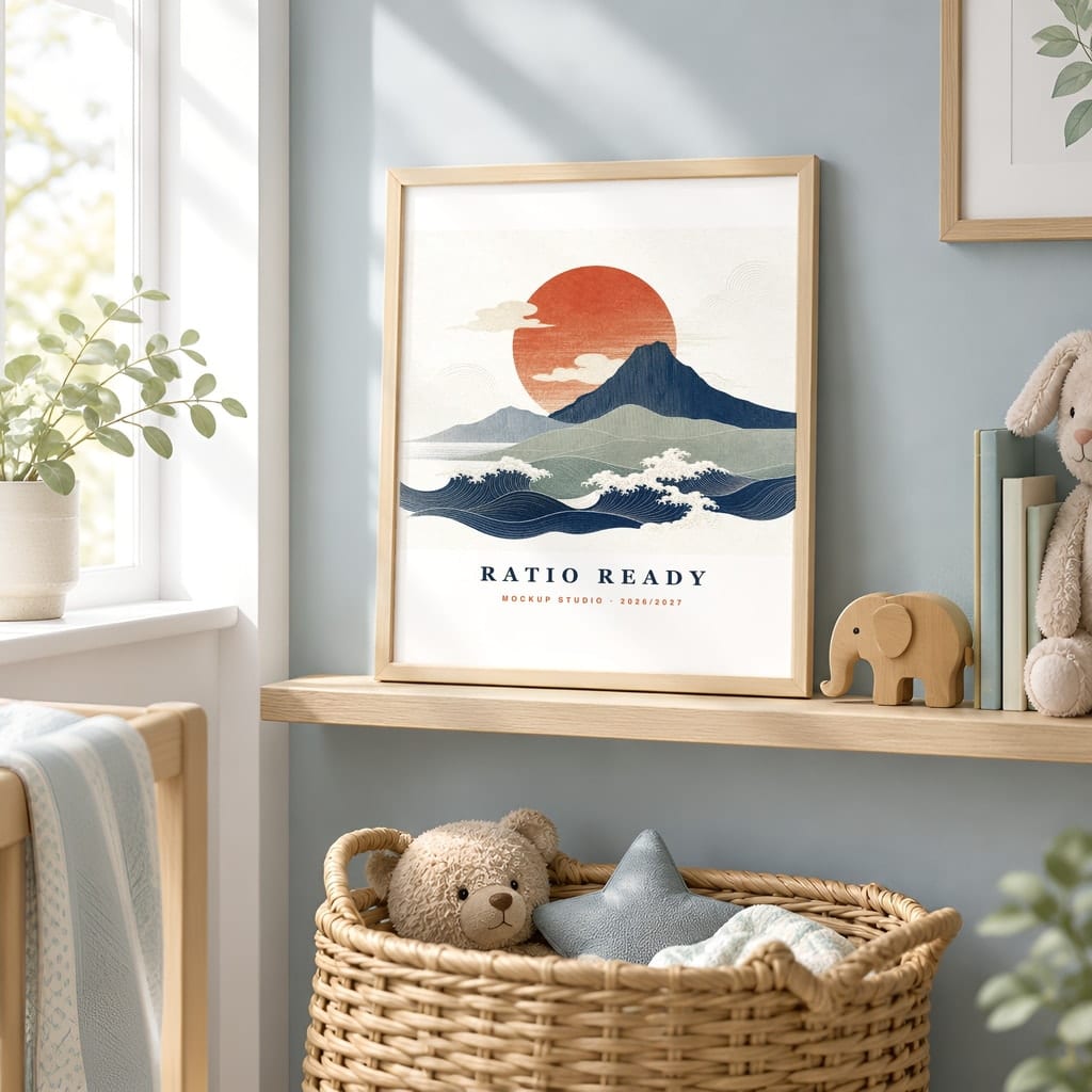Baby Boy Nursery Frame Mockup — Wall Art PSD Templates (20 Scenes): mockup scene 3 of 20
