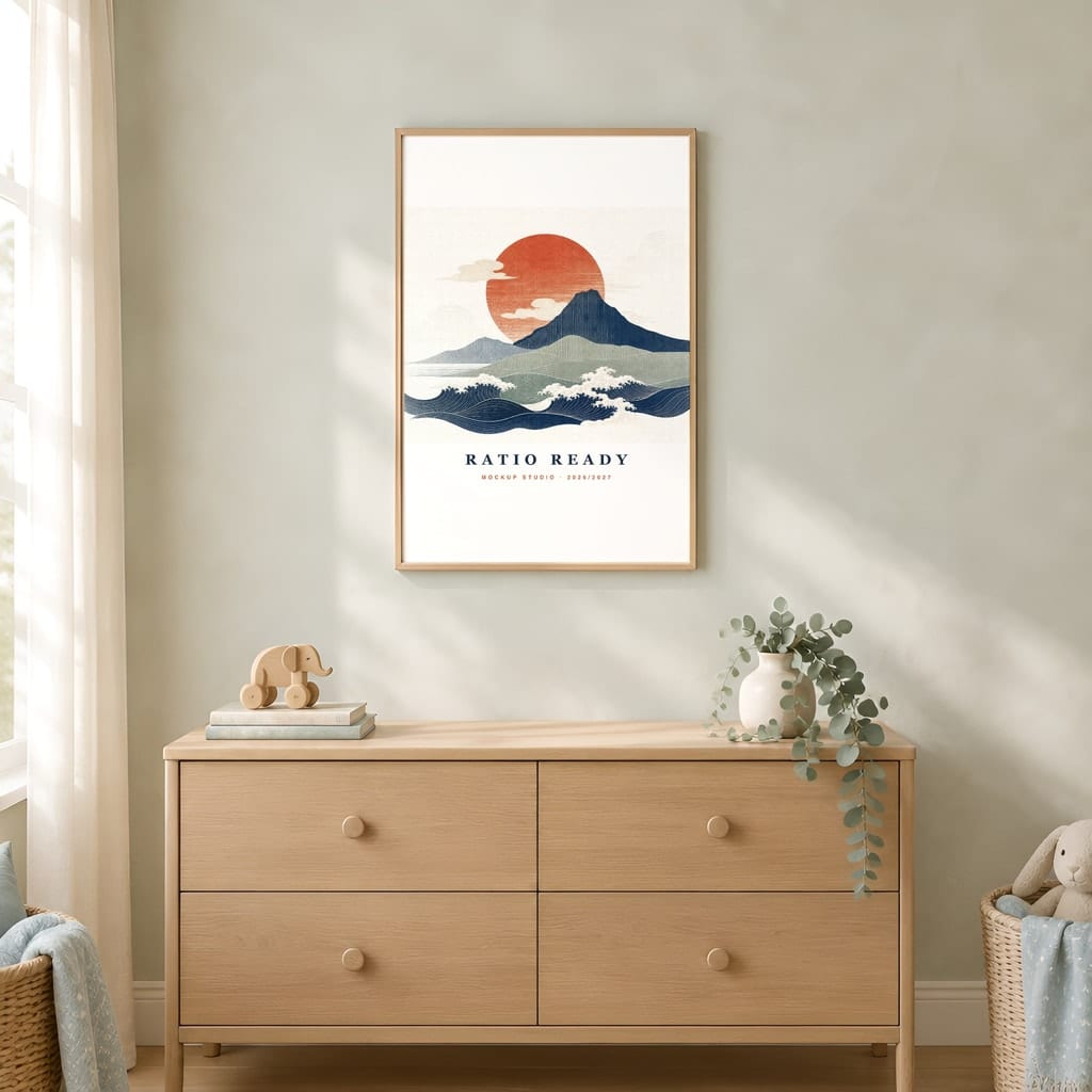 Baby Boy Nursery Frame Mockup — Wall Art PSD Templates (20 Scenes): mockup scene 5 of 20