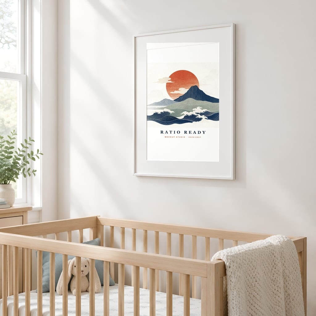 Baby Boy Nursery Frame Mockup — Wall Art PSD Templates (20 Scenes): mockup scene 6 of 20