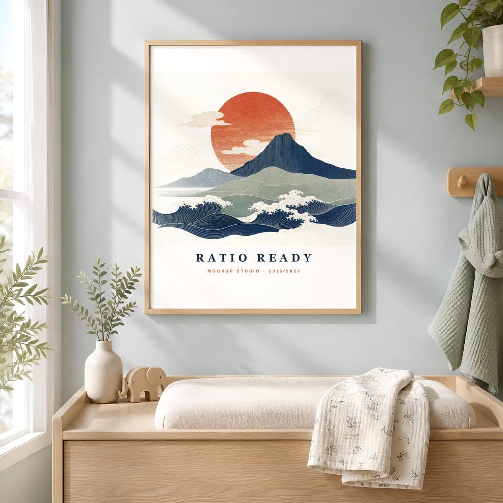 Baby Boy Nursery Frame Mockup — Wall Art PSD Templates (20 Scenes): mockup scene 7 of 20