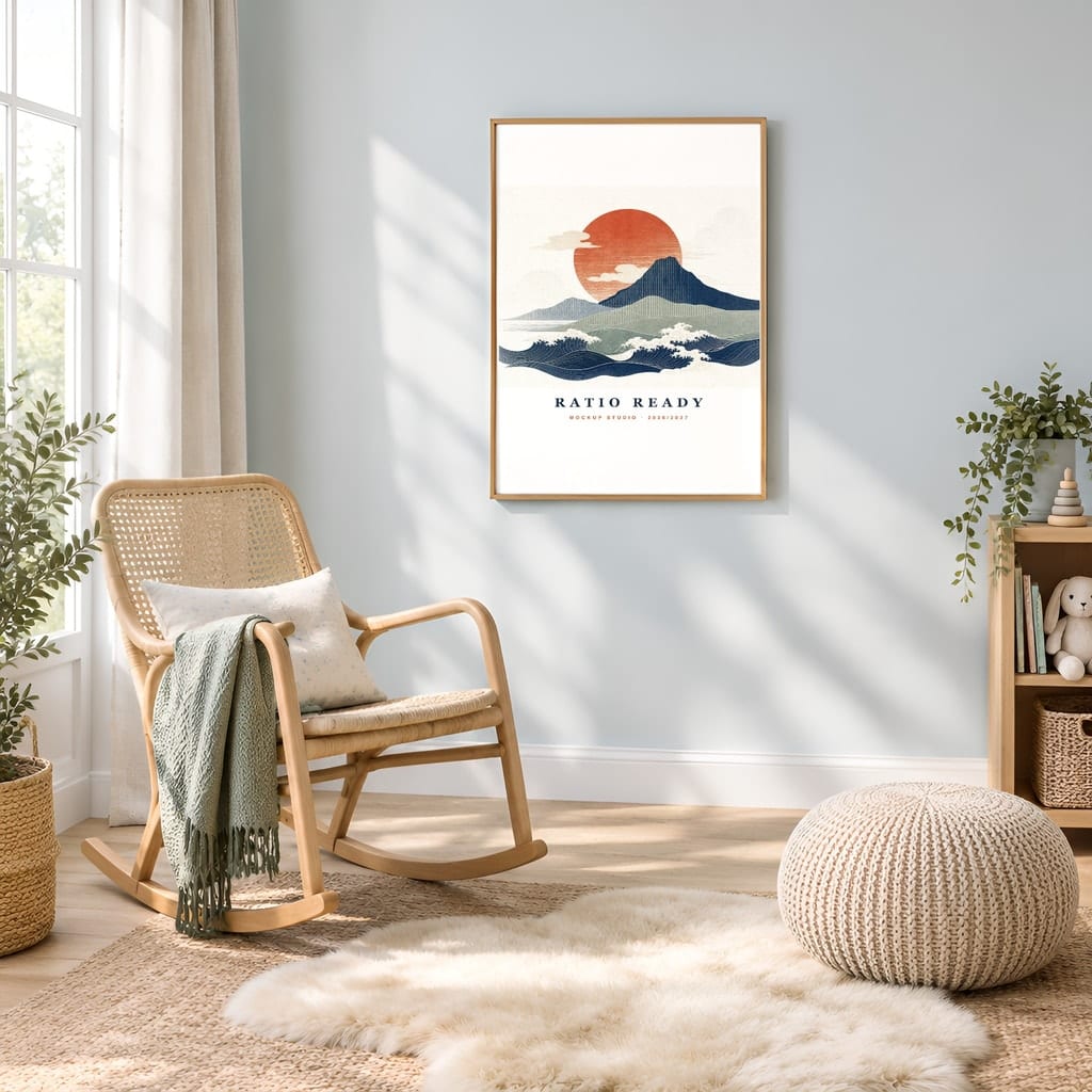 Baby Boy Nursery Frame Mockup — Wall Art PSD Templates (20 Scenes): mockup scene 9 of 20
