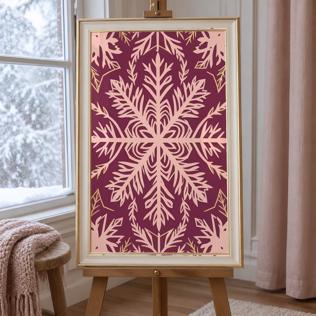 Pink Christmas Frame Mockup — Nutcracker Ballet Pastel Holiday Wall Art PSD Templates (40 Scenes): mockup scene 11 of 40