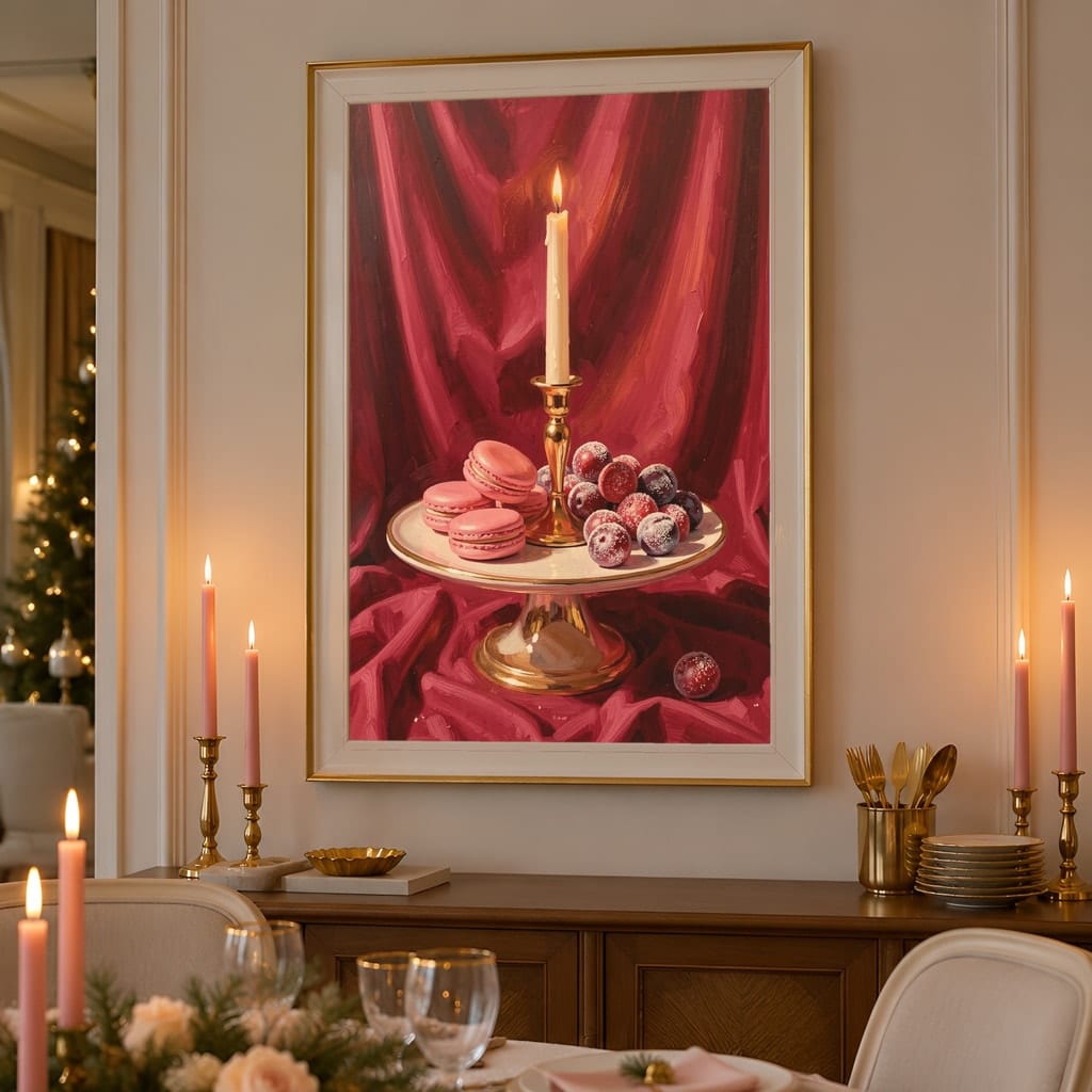 Pink Christmas Frame Mockup — Nutcracker Ballet Pastel Holiday Wall Art PSD Templates (40 Scenes): mockup scene 14 of 40