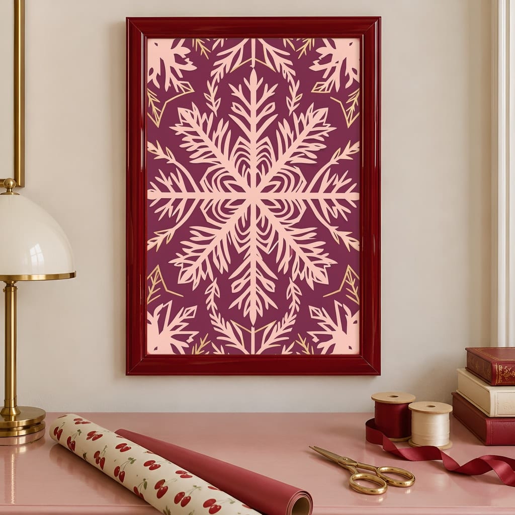 Pink Christmas Frame Mockup — Nutcracker Ballet Pastel Holiday Wall Art PSD Templates (40 Scenes): mockup scene 17 of 40