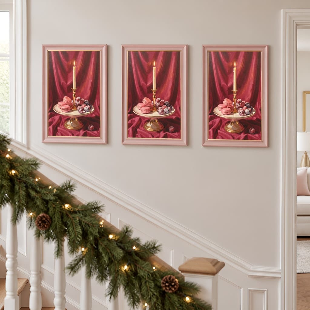 Pink Christmas Frame Mockup — Nutcracker Ballet Pastel Holiday Wall Art PSD Templates (40 Scenes): mockup scene 19 of 40