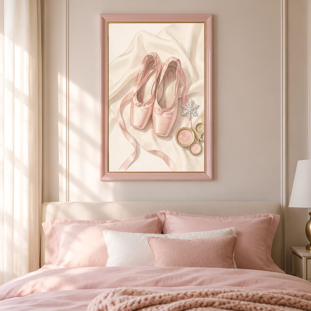 Pink Christmas Frame Mockup — Nutcracker Ballet Pastel Holiday Wall Art PSD Templates (40 Scenes): mockup scene 22 of 40