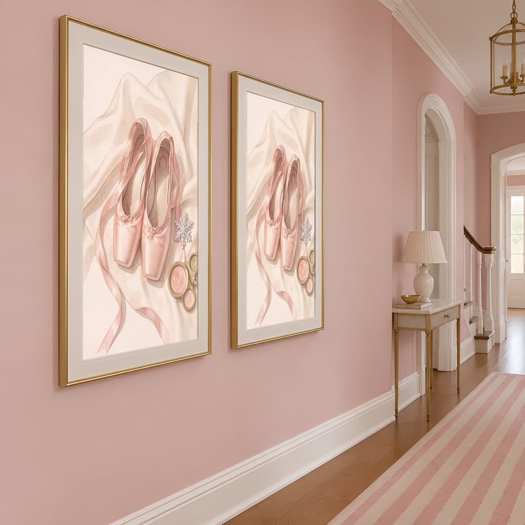Pink Christmas Frame Mockup — Nutcracker Ballet Pastel Holiday Wall Art PSD Templates (40 Scenes): mockup scene 23 of 40