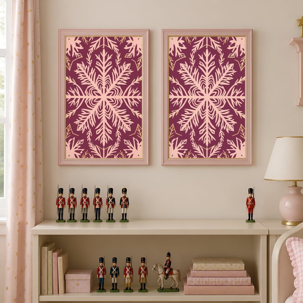 Pink Christmas Frame Mockup — Nutcracker Ballet Pastel Holiday Wall Art PSD Templates (40 Scenes): mockup scene 30 of 40