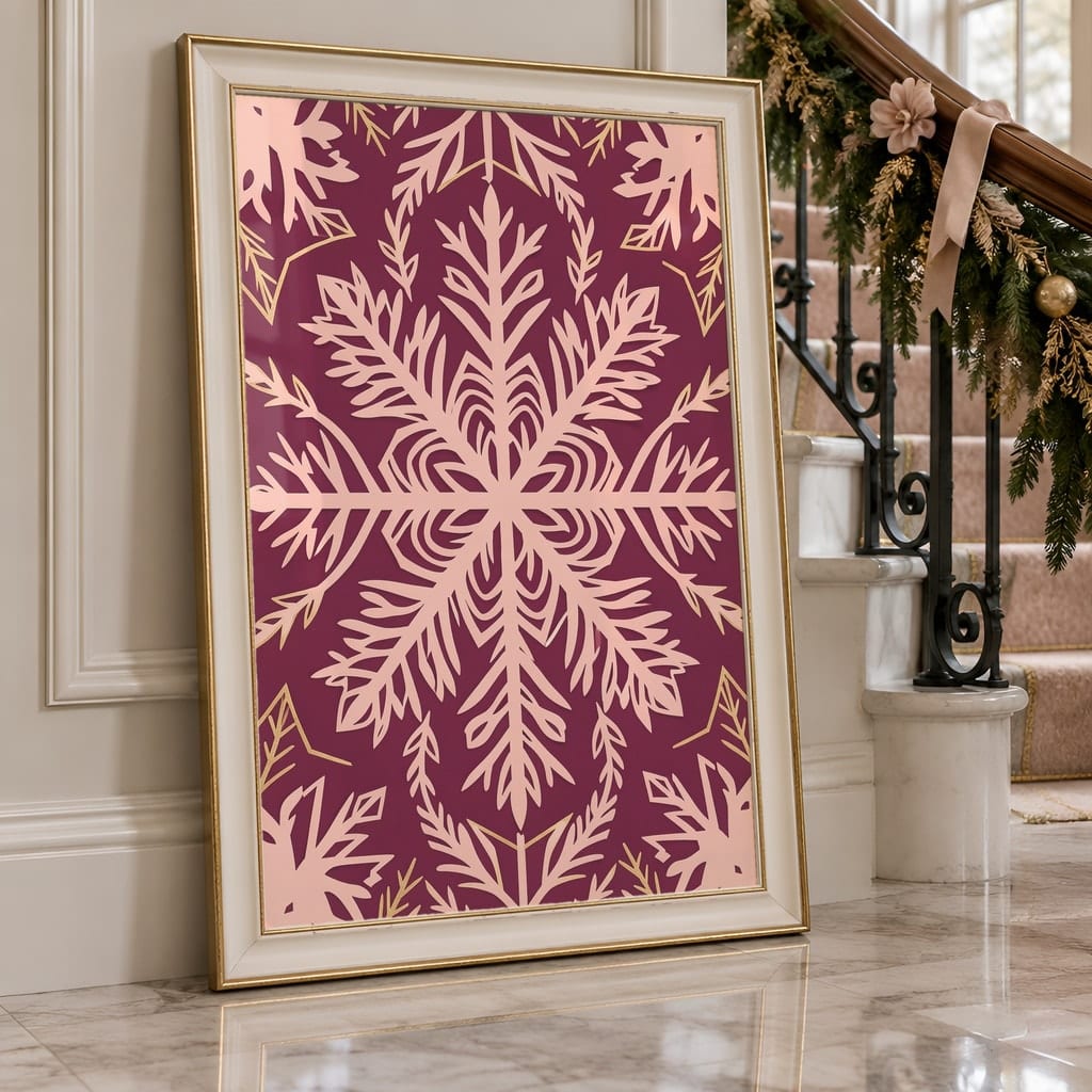 Pink Christmas Frame Mockup — Nutcracker Ballet Pastel Holiday Wall Art PSD Templates (40 Scenes): mockup scene 32 of 40