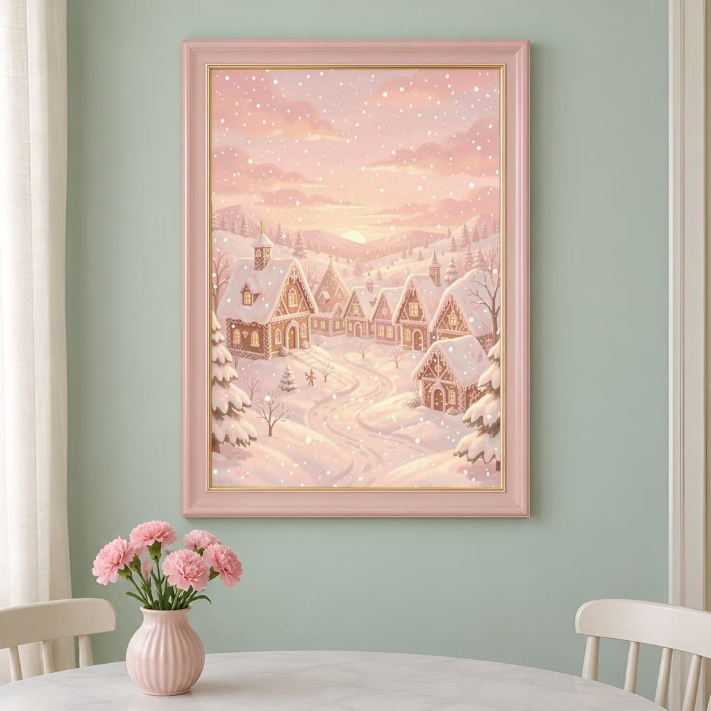 Pink Christmas Frame Mockup — Nutcracker Ballet Pastel Holiday Wall Art PSD Templates (40 Scenes): mockup scene 35 of 40