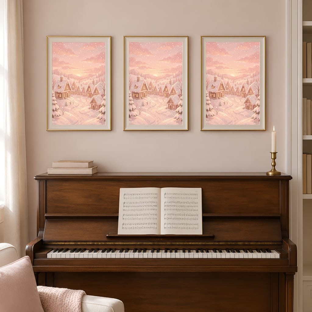 Pink Christmas Frame Mockup — Nutcracker Ballet Pastel Holiday Wall Art PSD Templates (40 Scenes): mockup scene 37 of 40