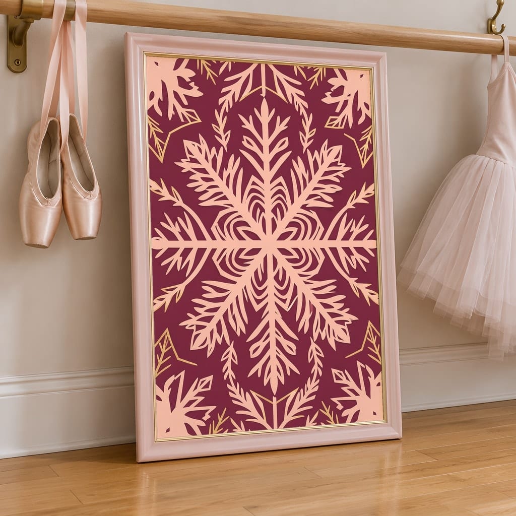 Pink Christmas Frame Mockup — Nutcracker Ballet Pastel Holiday Wall Art PSD Templates (40 Scenes): mockup scene 4 of 40