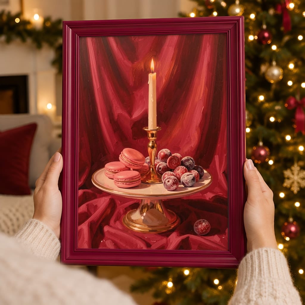 Pink Christmas Frame Mockup — Nutcracker Ballet Pastel Holiday Wall Art PSD Templates (40 Scenes): mockup scene 6 of 40