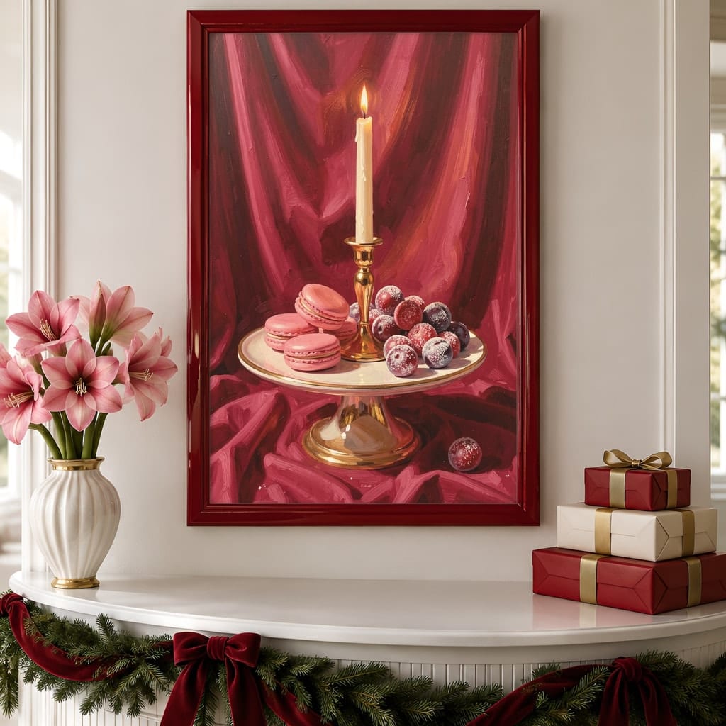 Pink Christmas Frame Mockup — Nutcracker Ballet Pastel Holiday Wall Art PSD Templates (40 Scenes): mockup scene 8 of 40