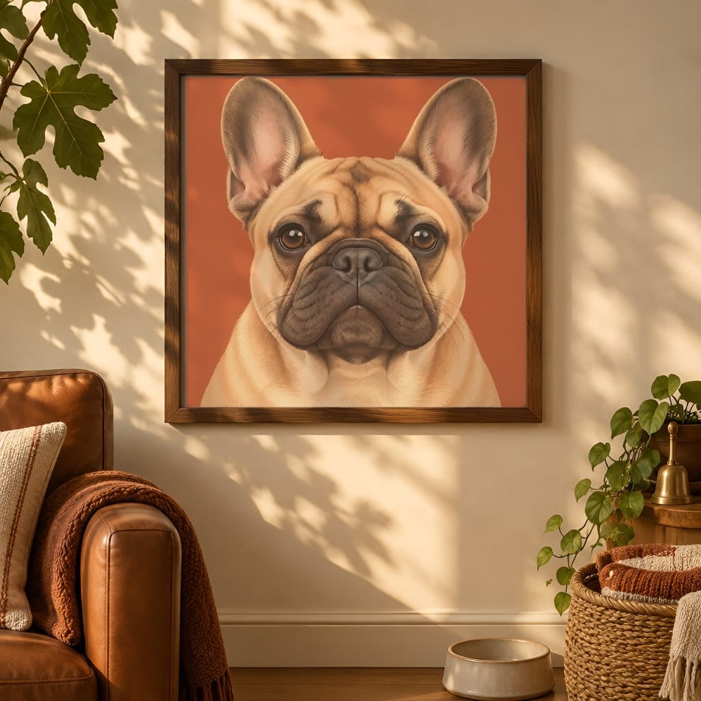 Pet Portrait Frame Mockup Bundle — 40 Square Dog Corner 1:1 Wall Art PSD Mockups: mockup scene 10 of 40