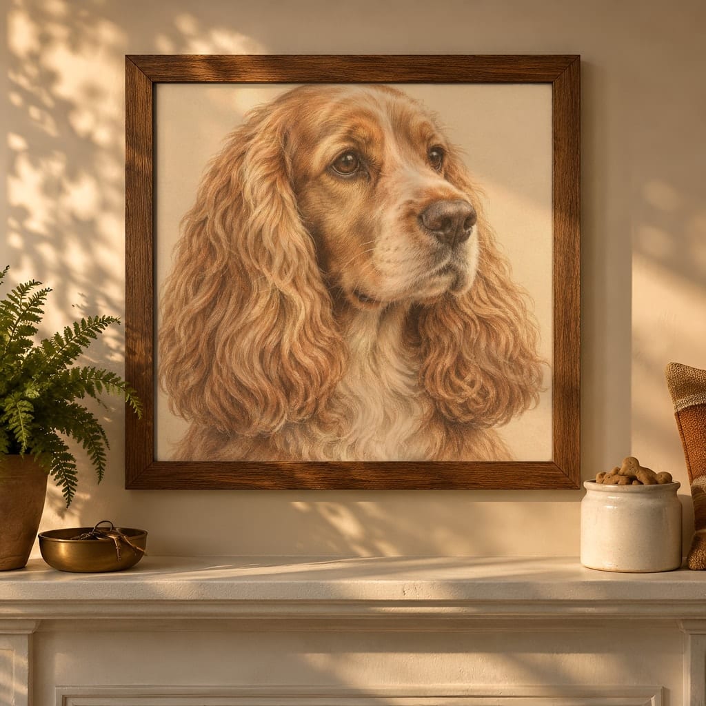 Pet Portrait Frame Mockup Bundle — 40 Square Dog Corner 1:1 Wall Art PSD Mockups: mockup scene 13 of 40
