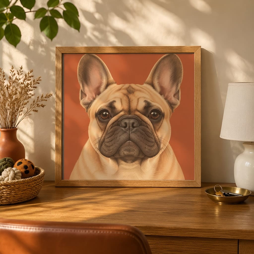 Pet Portrait Frame Mockup Bundle — 40 Square Dog Corner 1:1 Wall Art PSD Mockups: mockup scene 16 of 40