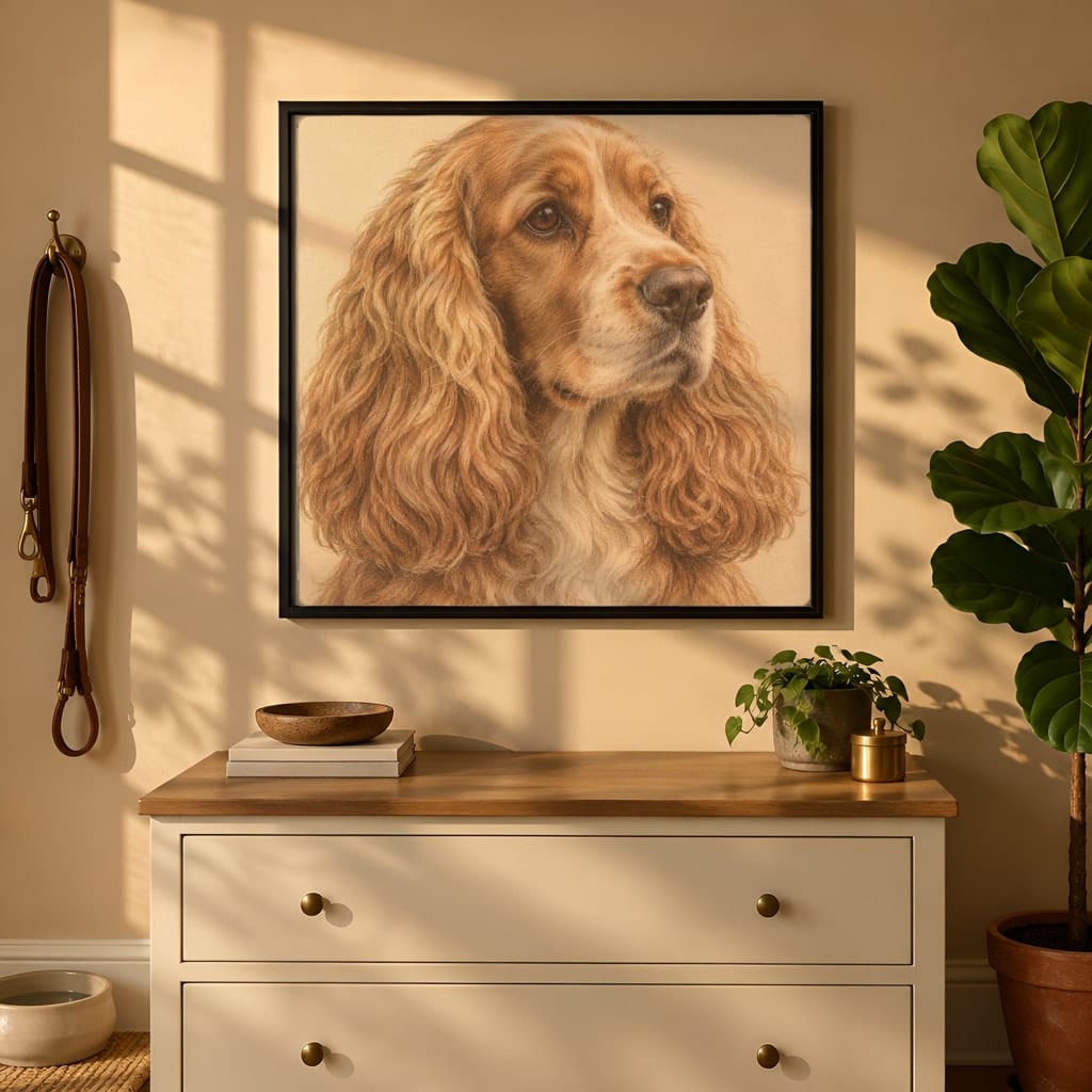 Pet Portrait Frame Mockup Bundle — 40 Square Dog Corner 1:1 Wall Art PSD Mockups: mockup scene 17 of 40